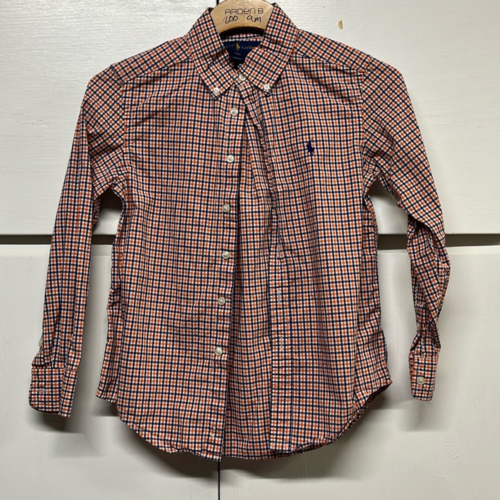 Ralph Lauren Polo Dress Shirt Orange and Blue size small